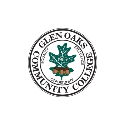 Oaks Community College official seal with green leaves and brown acorns
