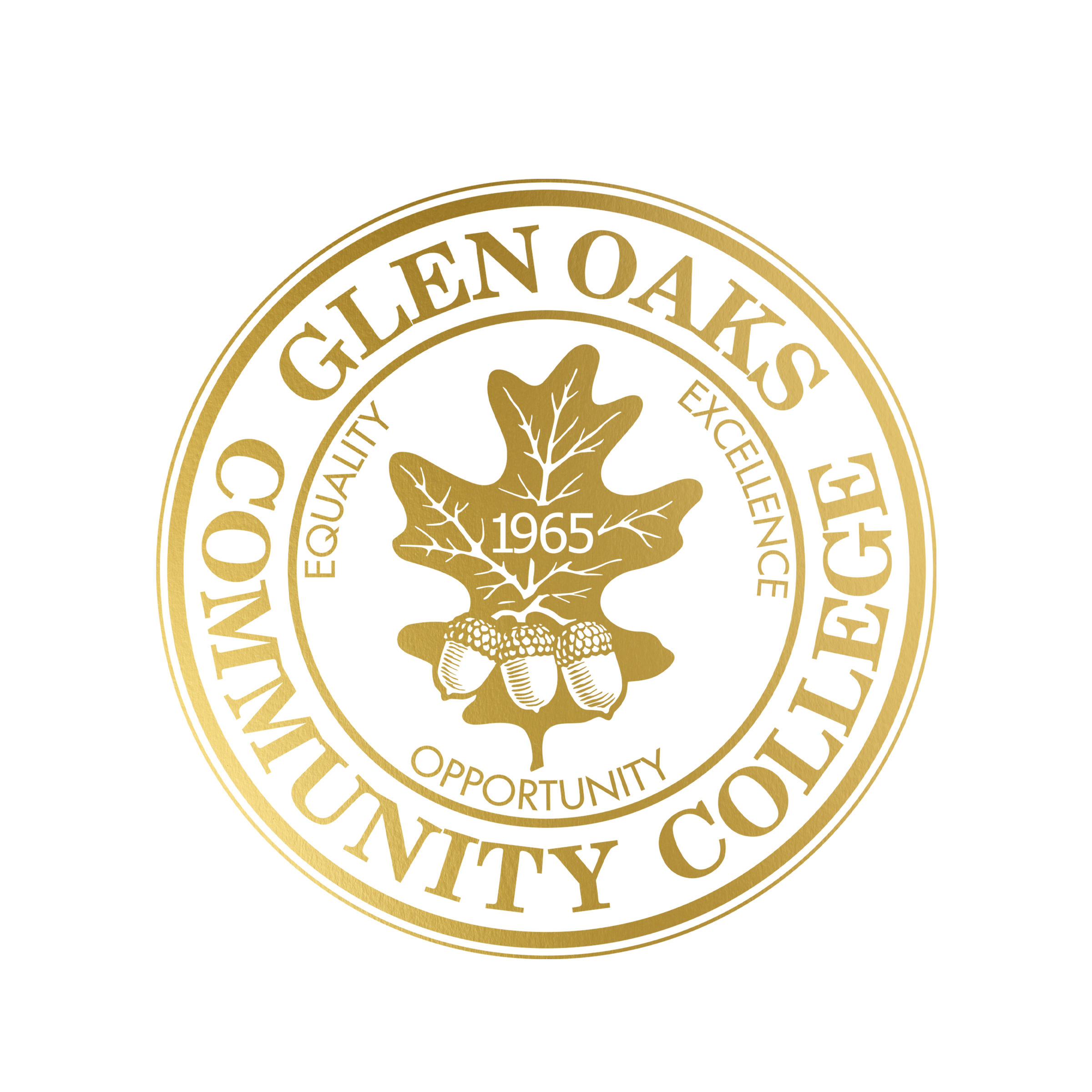 Gold Glen Oaks Community College Seal Logo